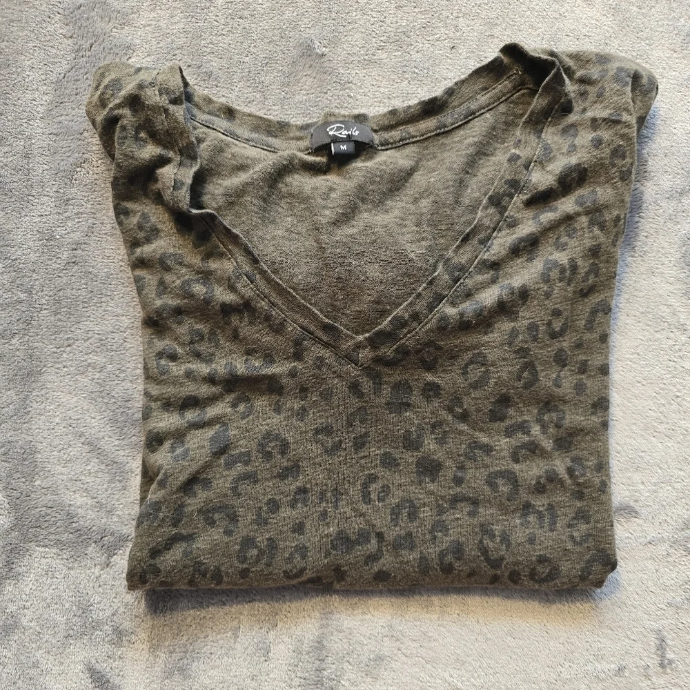 Rails Cara Spotted Military Linen Blend Tee Size Medium